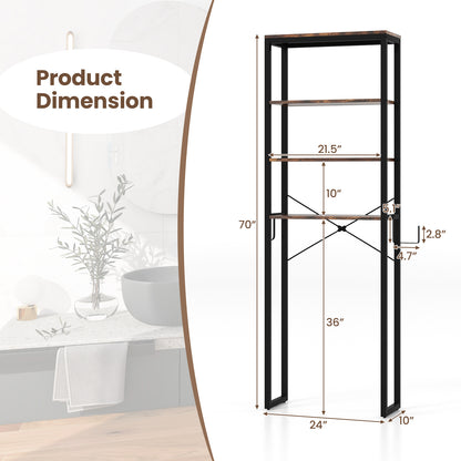 4-Tier Freestanding Over the Toilet Storage Rack-Rustic Brown