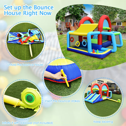 Inflatable Jumping Castle Bounce House with Dual Slides without Blower