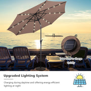 10 Feet Patio Solar Umbrella with Crank and LED Lights-Tan