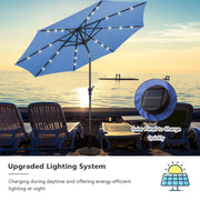 10 Feet Patio Solar Umbrella with Crank and LED Lights-Blue