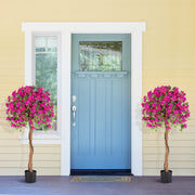 4.5 Feet Artificial Azalea Tree with Cement Pot-Red