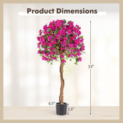 4.5 Feet Artificial Azalea Tree with Cement Pot-Red