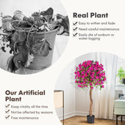 4.5 Feet Artificial Azalea Tree with Cement Pot-Red