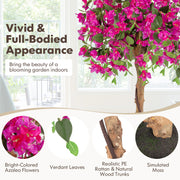 4.5 Feet Artificial Azalea Tree with Cement Pot-Red