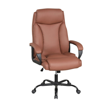 400LBS Big and Tall Chair High Back Executive Chair Ergonomic Leather Computer Chair-Brown - Brown