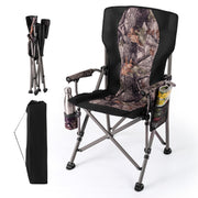 Portable Camping Chair with 400 LBS Metal Frame and Anti-Slip Feet - Black
