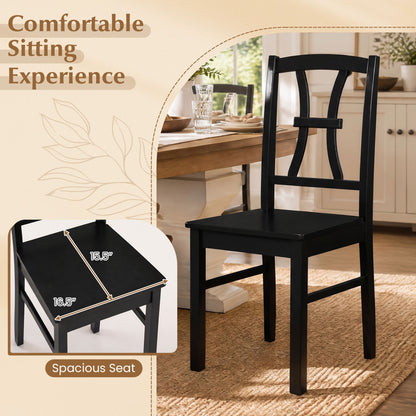 Dining Chairs Set of 2 with Cross Back and Rubber Wood Frame