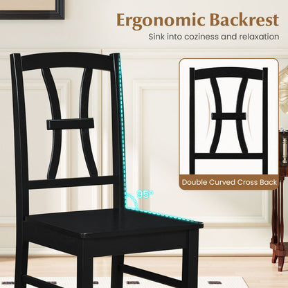 Dining Chairs Set of 2 with Cross Back and Rubber Wood Frame
