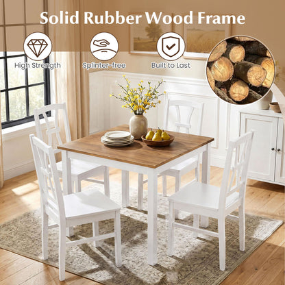 Dining Chairs Set of 2 with Cross Back and Rubber Wood Frame