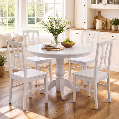 Dining Chairs Set of 4 with Cross Back and Rubber Wood Frame