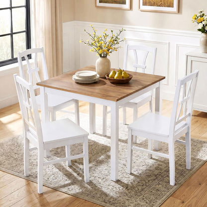 Dining Chairs Set of 4 with Cross Back and Rubber Wood Frame