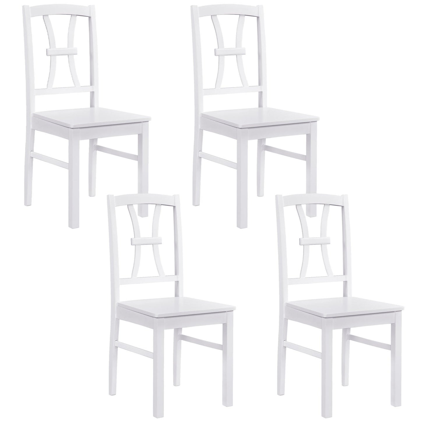Dining Chairs Set of 4 with Cross Back and Rubber Wood Frame