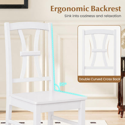 Dining Chairs Set of 4 with Cross Back and Rubber Wood Frame
