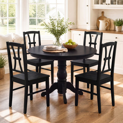 Dining Chairs Set of 4 with Cross Back and Rubber Wood Frame