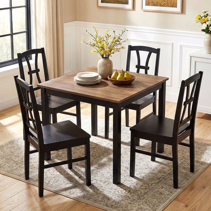 Dining Chairs Set of 4 with Cross Back and Rubber Wood Frame