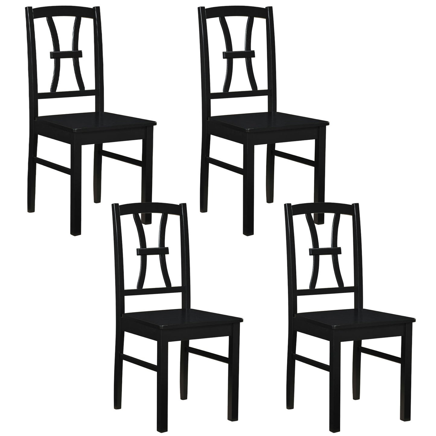 Dining Chairs Set of 4 with Cross Back and Rubber Wood Frame