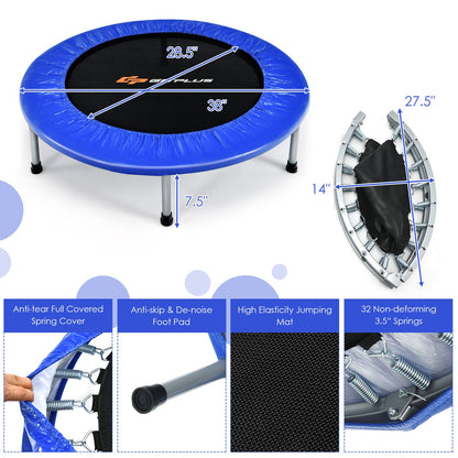 40" Foldable Fitness Trampoline with Safety Pad for Adults and Kids