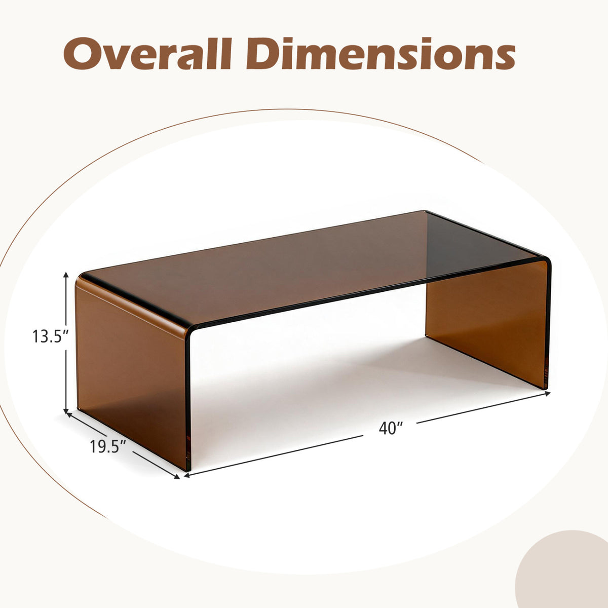 40-Inch Glass Coffee Table with Tempered Top