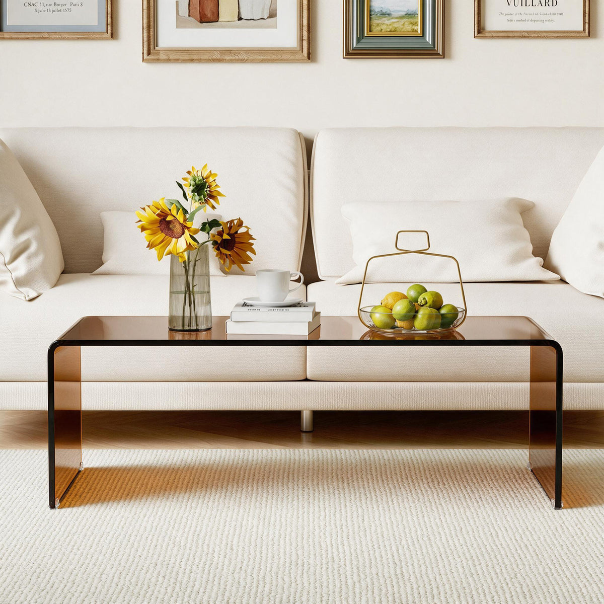 40-Inch Glass Coffee Table with Tempered Top