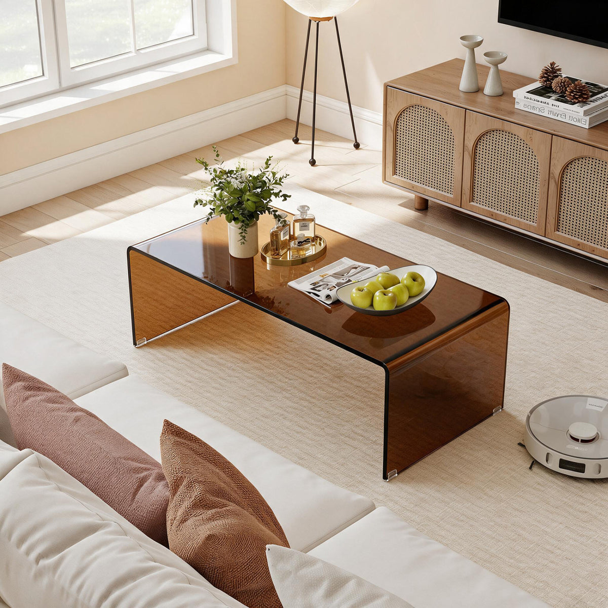 40-Inch Glass Coffee Table with Tempered Top