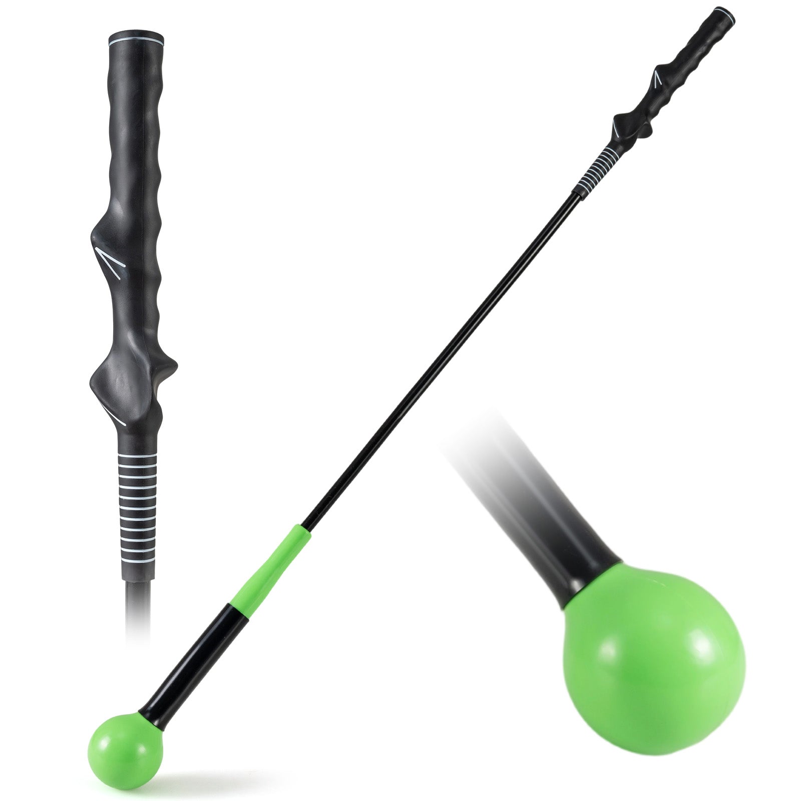 40 Inch Golf Swing Trainer Aid with Weighted Head for Grip Rhythm Balance-Green