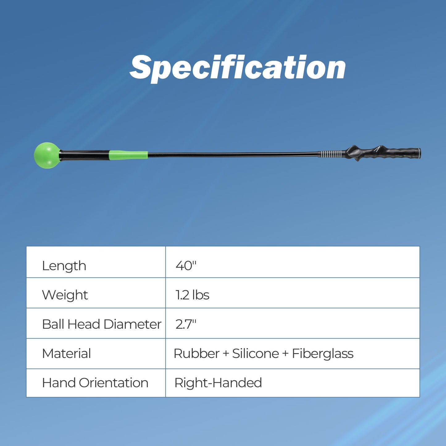 40 Inch Golf Swing Trainer Aid with Weighted Head for Grip Rhythm Balance-Green