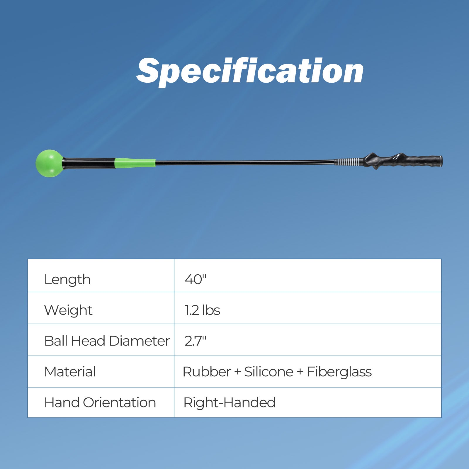 40 Inch Golf Swing Trainer Aid with Weighted Head for Grip Rhythm Balance-Green