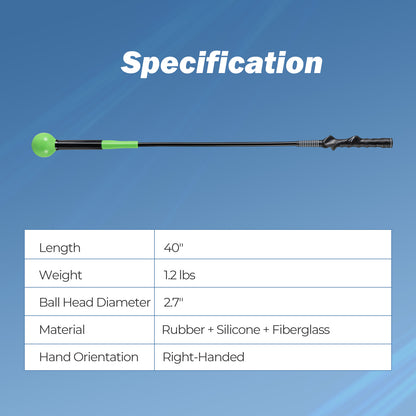 40 Inch Golf Swing Trainer Aid with Weighted Head for Grip Rhythm Balance-Green