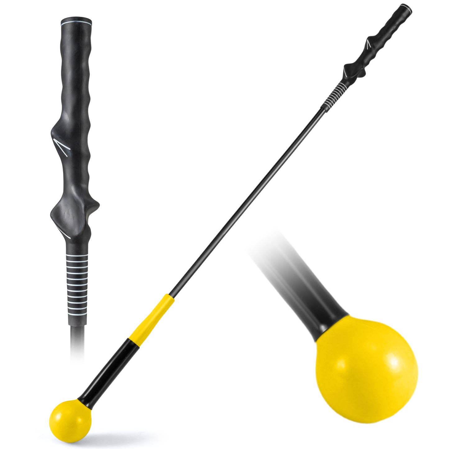40 Inch Golf Swing Trainer Aid with Weighted Head for Grip Rhythm Balance-Yellow