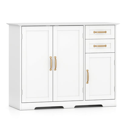 40 Inch Modern Kitchen Sideboard Buffet Cabinet with 2 Drawers and Adjustable Shelf-White