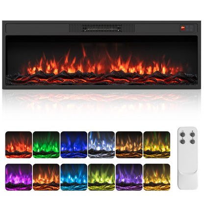 Recessed Electric Fireplace Heater with Remote Control