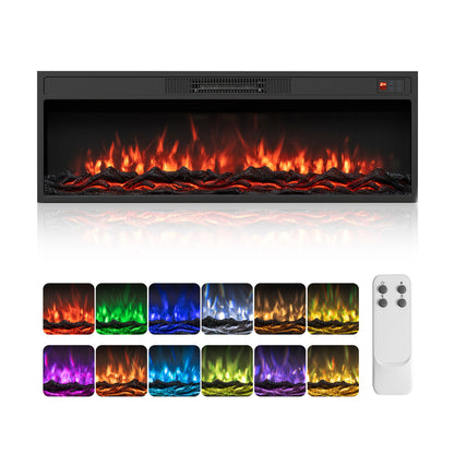 Recessed Electric Fireplace Heater with Remote Control