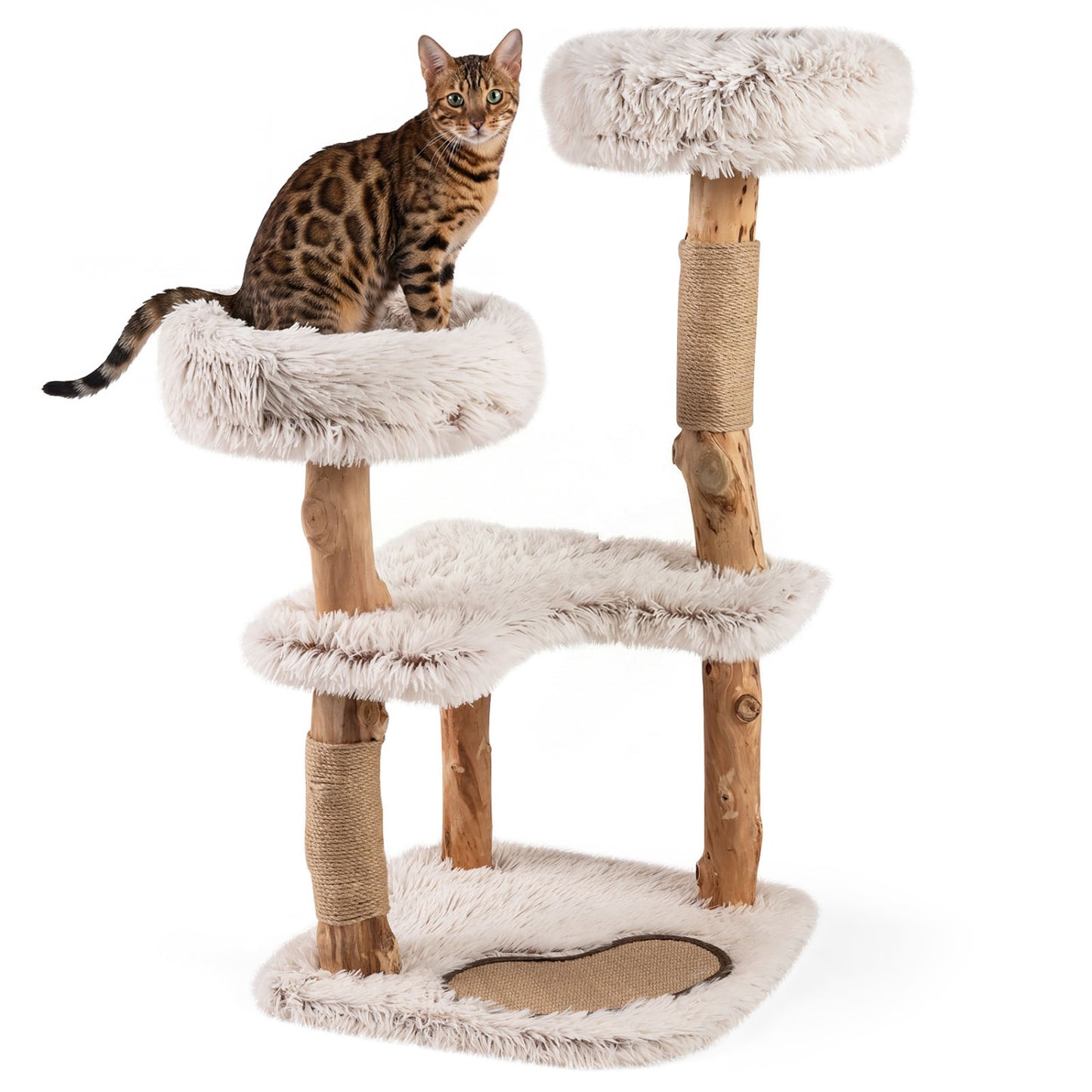 Cat Tree Tower with Natural Wood Branch and 2 Perches 40"