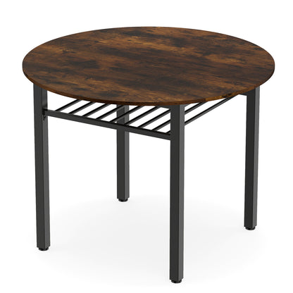 40" Round Dining Table with Storage Shelf for 4 People