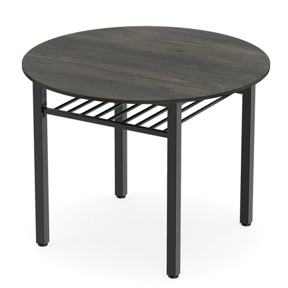 40" Round Dining Table with Storage Shelf for 4 People