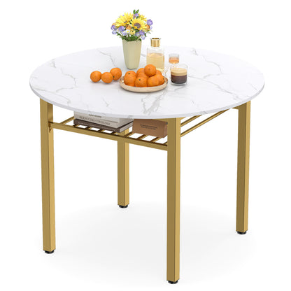 40" Round Dining Table with Storage Shelf for 4 People