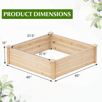 40" x 40" Outdoor Wood Raised Garden Bed-Natural