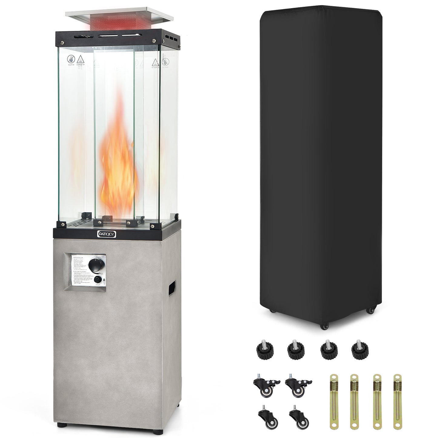 41 000 BTU Propane Patio Heater with Metal Hood-Black - Gray