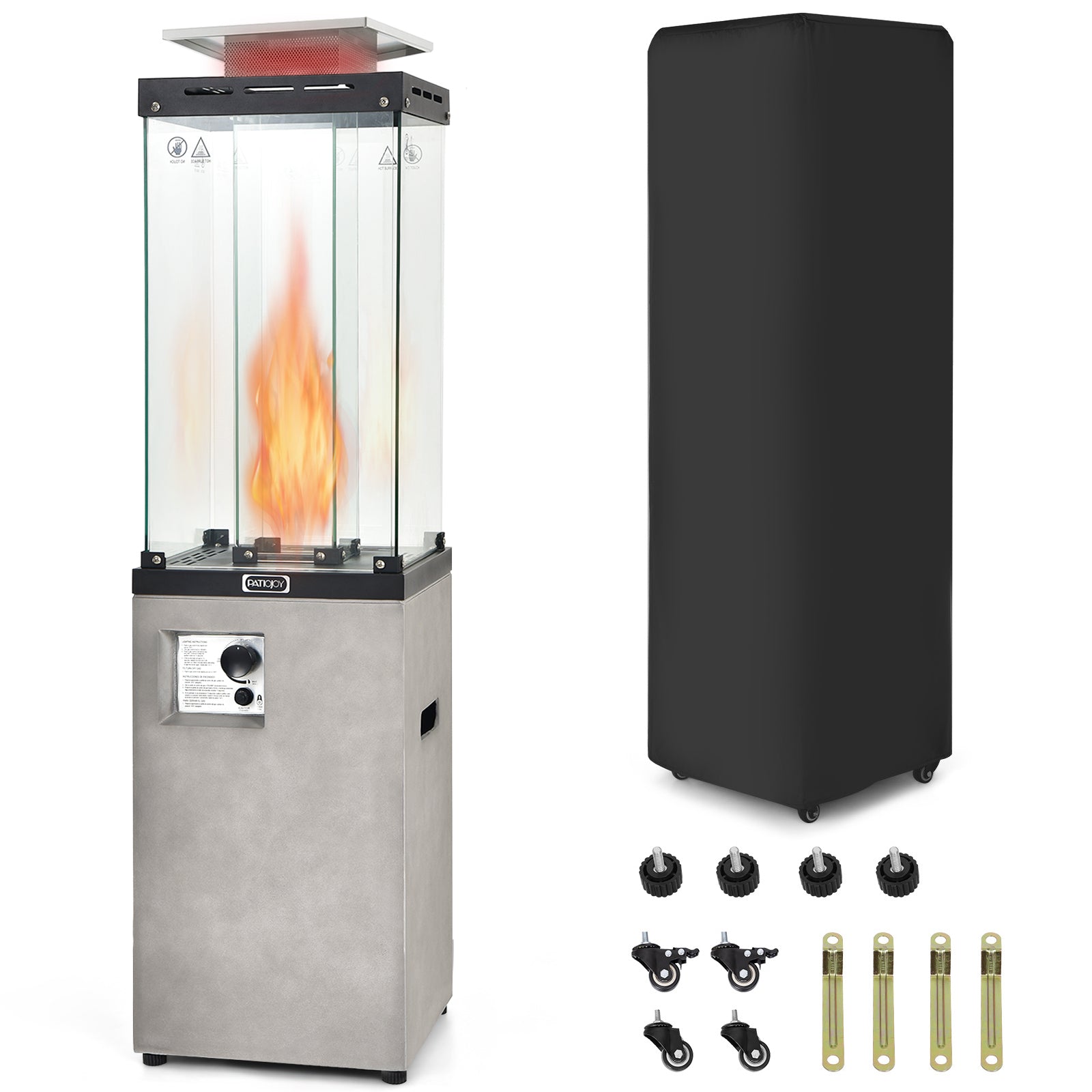41 000 BTU Propane Patio Heater with Metal Hood-Black - Gray