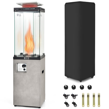 41 000 BTU Propane Patio Heater with Metal Hood-Black - Gray