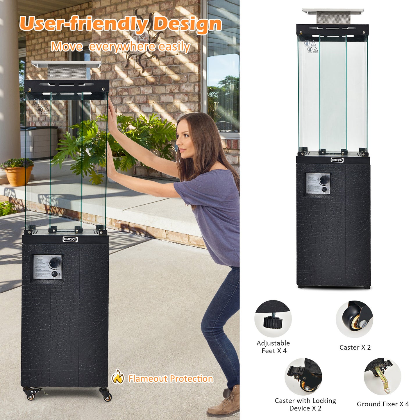 41 000 BTU Propane Patio Heater with Metal Hood