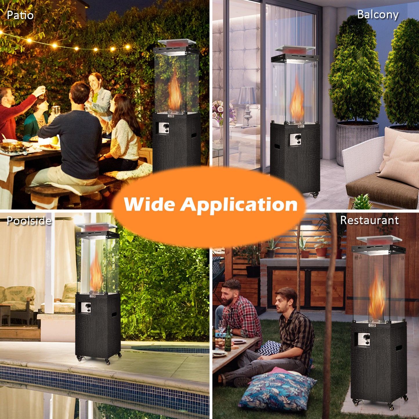 41 000 BTU Propane Patio Heater with Metal Hood