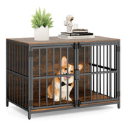 40 Inch Dog Crate Furniture Dog Kennel with Dual Lockable Double Doors-Rustic Brown