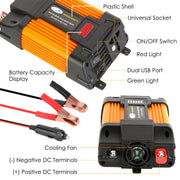 500W Continuous Power Inverter DC 12V To AC 110V Car 4000w Peak Power Inverter