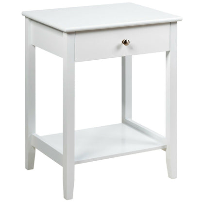 Wooden Nightstand End Table Storage Display -White