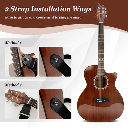 41 Inch Full Size Acoustic Guitar with Sapele Body Strap Picks