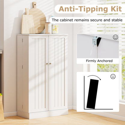 41 Inch Tall Pantry Cabinet Kitchen Storage Cabinet with Doors and Shelves-White