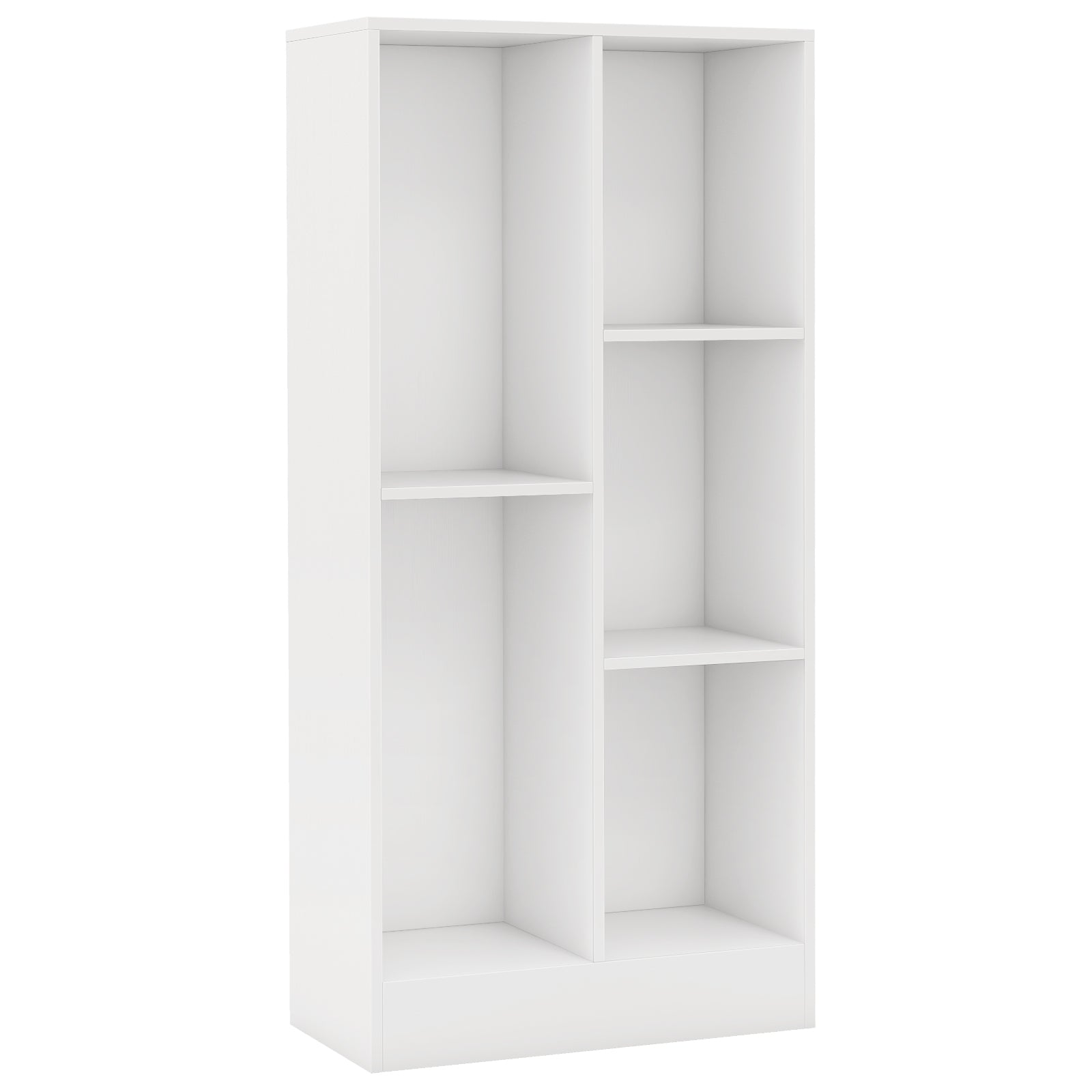 41 Inches 5-Cube Floor Bookcase with 2 Anti-Tipping Kits-Natural - White