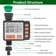 Sprinkler Timer with 3 Watering Programs Manual Mode Automatic Watering System