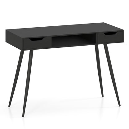 42.5" Mid Century Modern Writing Desk with Metal Leg and Drawers